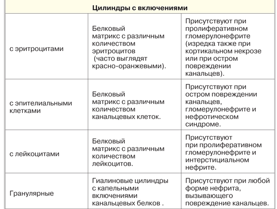 Цилиндры с включениями На что указывает наличие цилиндров в моче